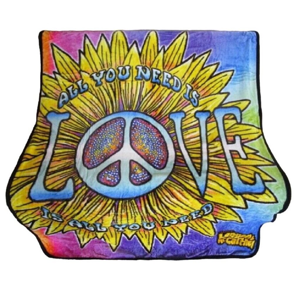 New All You Need Is Love Lennon & McCartney Plush Throw Gift Blanket Beatles NIP